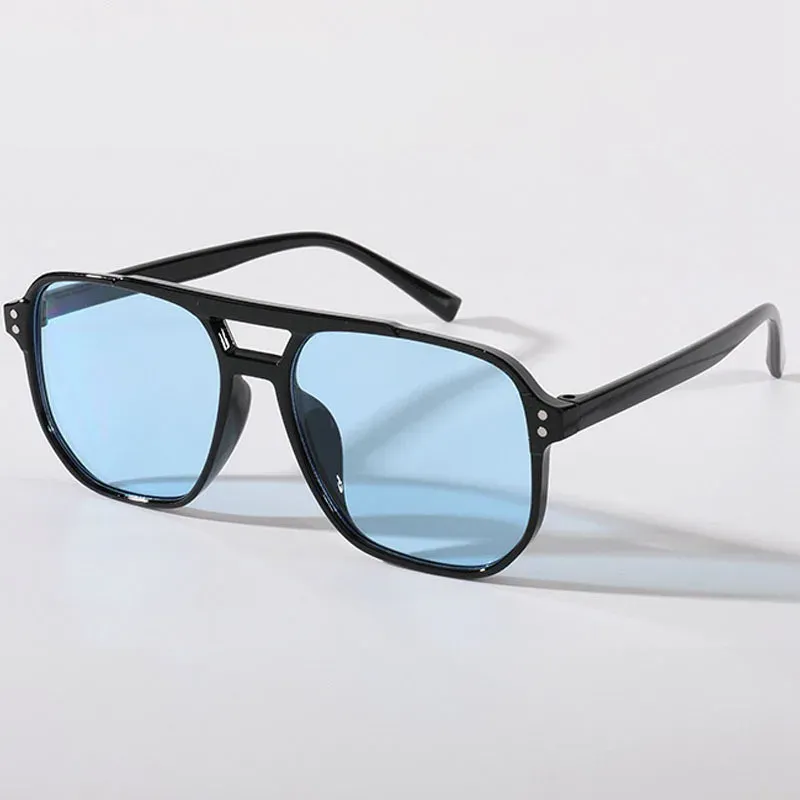 Damen Herren Quadratische Sonnenbrillen Retro Polygon Sonnenbrillen Weibliche Schwarze Vintage Mode Damen Sonnenbrillen Doppelbalken-Brillen