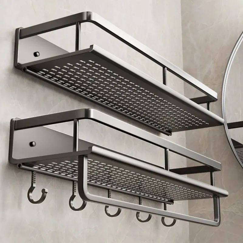 Badezimmerregal, Badezimmerregal, Toilettenraum, Aluminium-Hängeregal, Badezimmer-Organizer, zum Aufhängen an der Wand