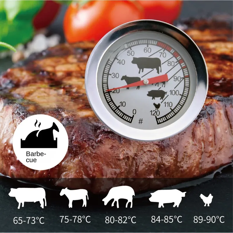 1-2 Stück Zifferblatt Küchen thermometer 120 Edelstahl 0-300 Grad Fleisch temperatur fühler Backen Kochen Grill Temperatur messer