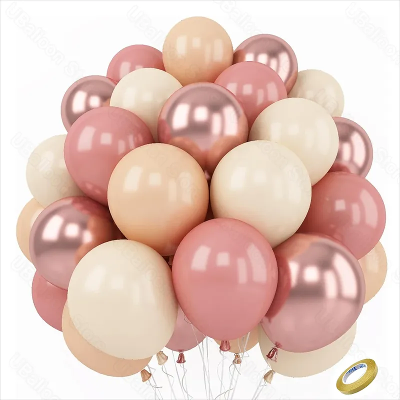 40-teiliges staubiges rosa Luftballons-Set, Boho-Haut, Beige, Retro-Bohne, staubiges Rosa, Roségold, Latexballon für Geburtstag, Mädchen, Babyparty, Dekoration