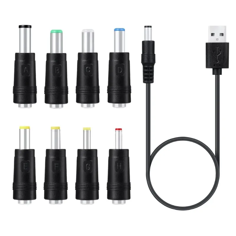 Universal 5 V für DC-Stromkabel, USB auf für 5,5 2,1 mm, 3,5 mm, 4,0 mm, 4,8 mm, 6,4 mm Stecker, Ladekabel-Adapter, passend