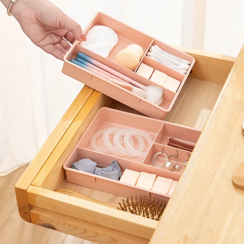 Verstellbare Schublade Stil Make-up Aufbewahrung sbox Kunststoff Kleinigkeiten Kosmetik behälter Teiler Desktop Kleinigkeiten Duft Finishing Box