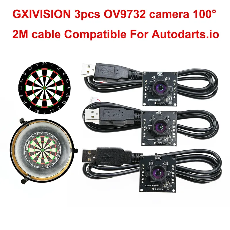 GXIVISION OV9732 30FPS 2M Kabel 100 Grad USB-Kameramodul, 3 Stück OV2735/IMX179/OV2710 Webcam kompatibel für Autodarts.io Scoring