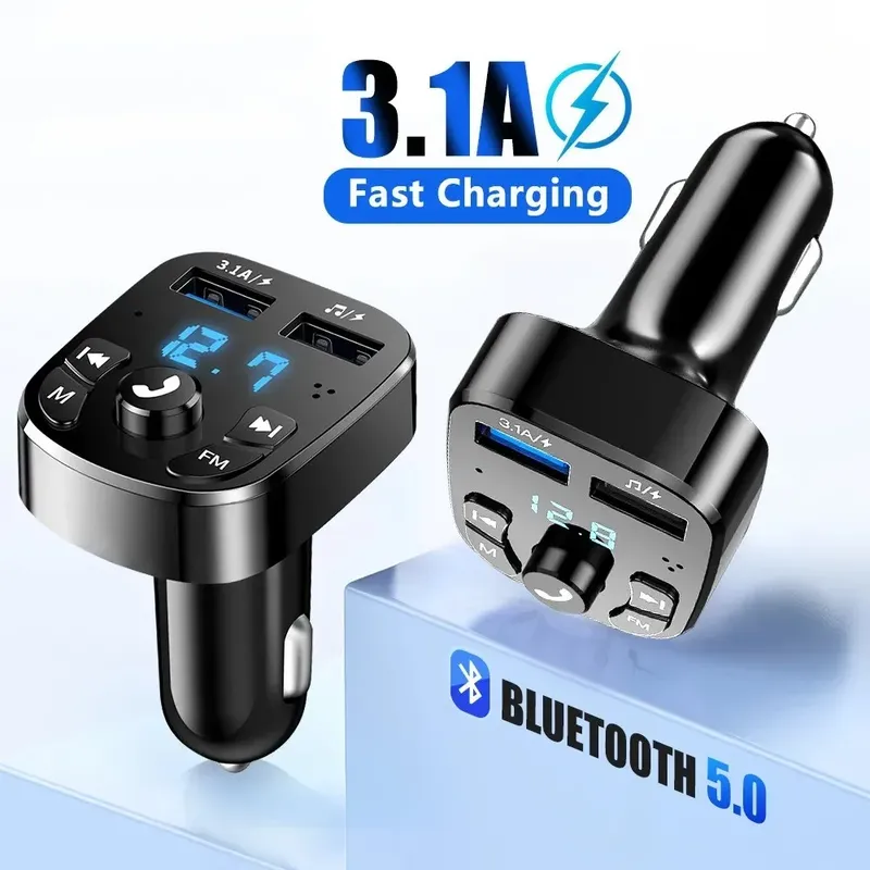 3,1 A FM-Transmitter Drahtloser Bluetooth 5.0 Auto-MP3-Player Dual USB Schnellladeadapter im Auto Noise Reduction Audio Receiver
