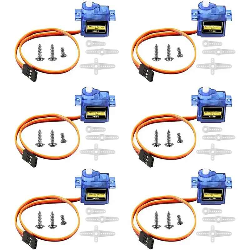 6 Stück Sg90 9g Micro-Servomotor, Mini-Servos Motor-Kit Kunststoffgetriebe 180-Grad-Servo für Rc-Auto-Flugzeug-Flugzeug für Arduino