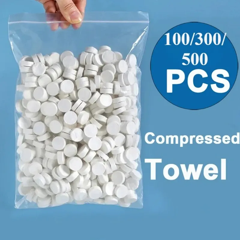 100/300/500PCS Komprimiert Handtuch Weiche Einweg Münze Tissue Tragbare Mini Komprimiert Handtuch Saugfähigen Reise BBQ Outdoor camping