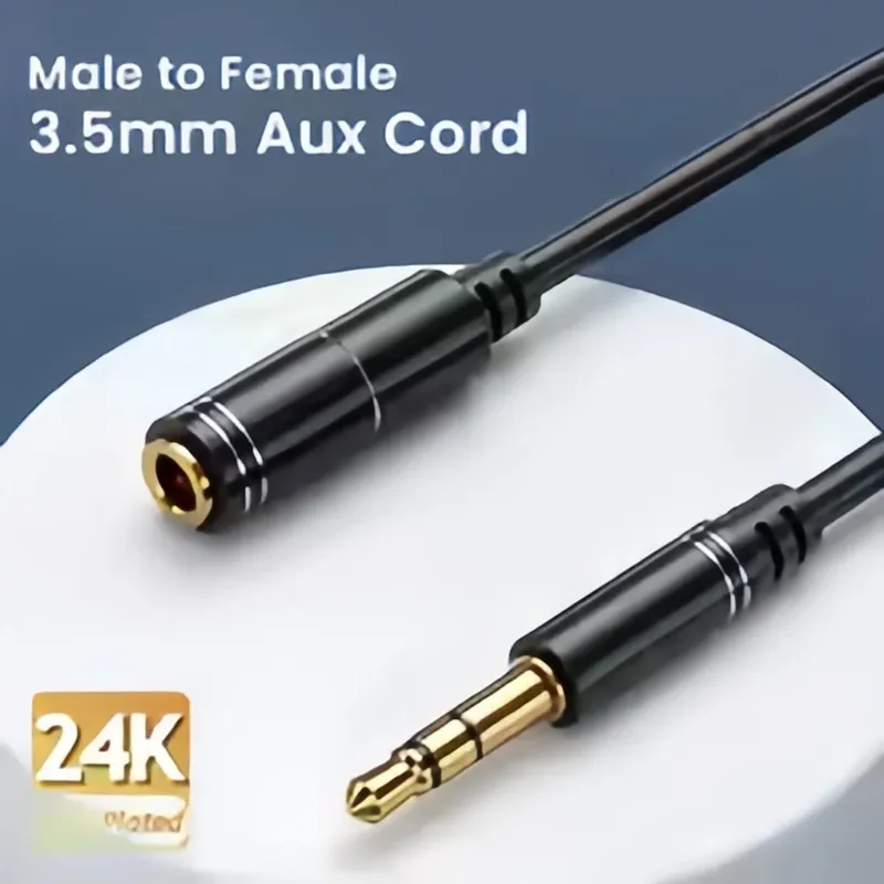 3,5-mm-Audio-Verlängerungskabel (1 m/2 m/3 m/5 m) – vergoldetes Stereo-Aux-Kabel von Stecker auf Buchse – Extender-TRS-Kabel für Kopfhörer-/Lautsprecherbuchsen