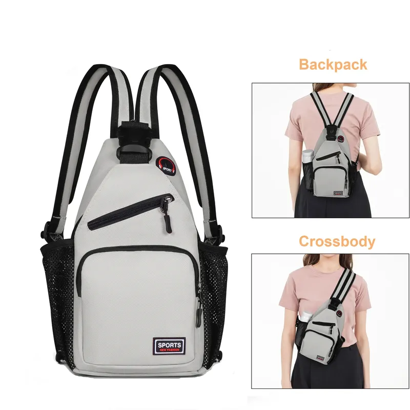 Damen-Brusttaschen, verstellbarer Rucksack und einzelne Umhängetasche mit Kopfhörerloch, für Mädchen, kleine Sport-Reise-Messenger-Oxford-Tasche