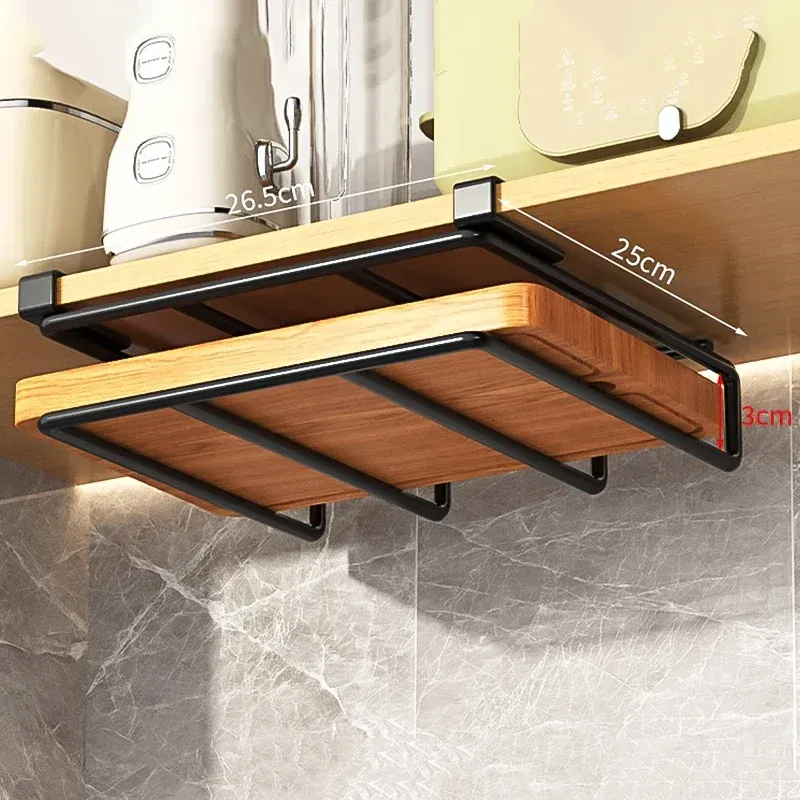 Küche Hängen Organizer Rack mit Haken Unter Schrank Papier Handtuch Lumpen Aufhänger Schneiden Bord Topf Abdeckung Halter Lagerung Regal