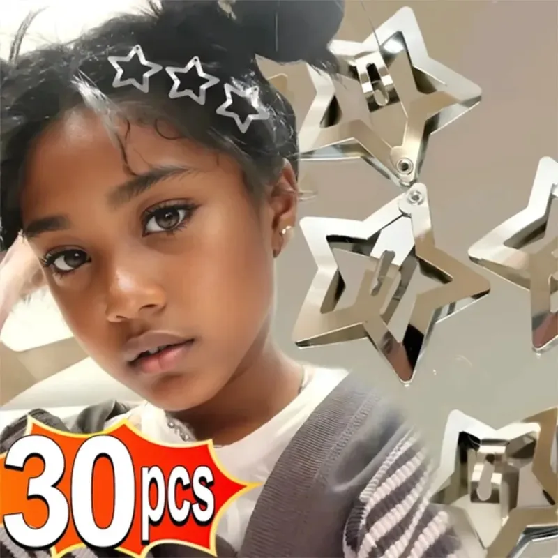 50/30 PCS Silber Stern Haarspangen für Mädchen Filigrane Stern Metall Snap Clip Frauen Einfache BB Haarnadeln Haarspangen Haarschmuck