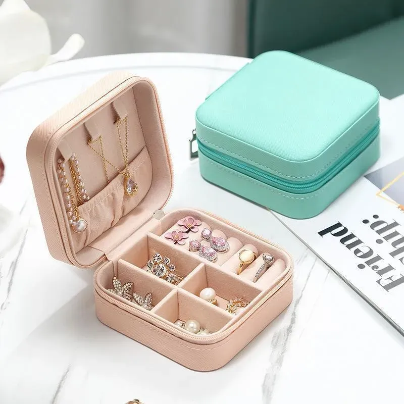Tragbare Reise Mini Schmucks cha tulle Leder Schmuck Ring Veranstalter Fall Lagerung Geschenk box Mädchen Frauen