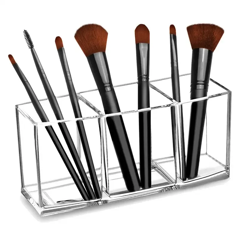 Klares Acryl 3 Gitter Make-up Box Veranstalter Lagerung Lippenstift Nagellack Display Stand halter kosmetische Schmucke tui Werkzeuge Box
