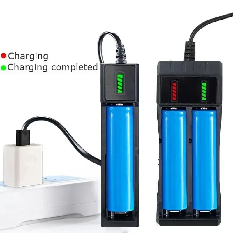 Dual 18650 Batterieladegerät Schwarz 1 2 Steckplätze zum 18650-Laden 4,2 V wiederaufladbares Lithium-Batterieladegerät für Laser-Taschenlampe