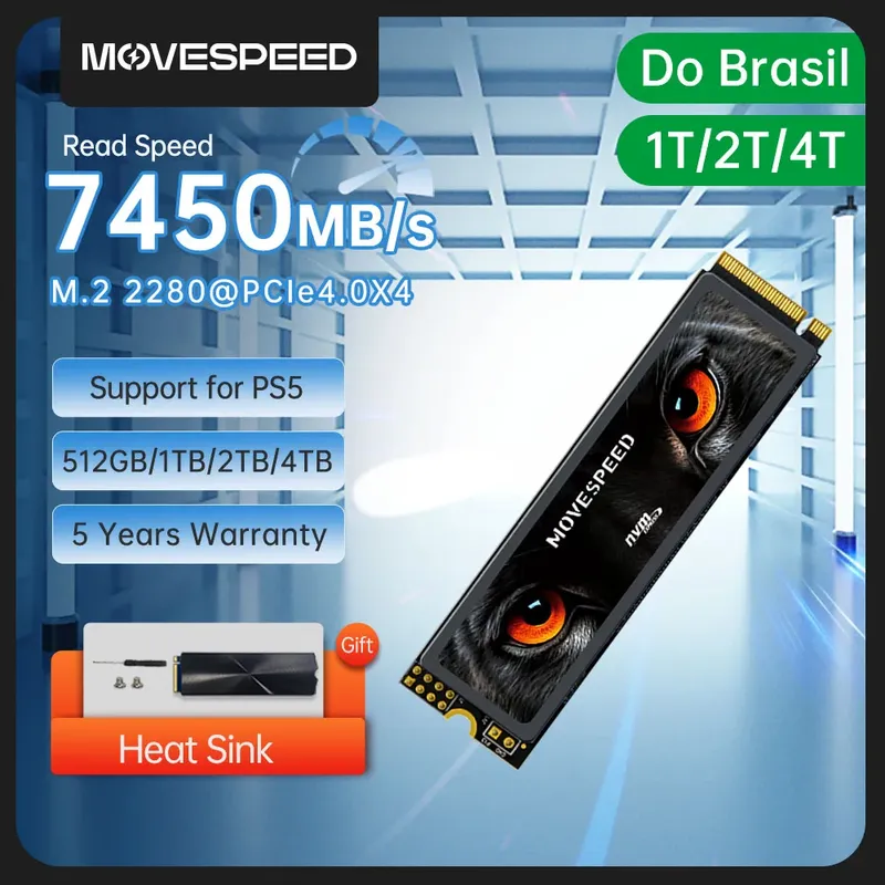 MOVESPEED 7450 MB/s SSD NVMe M.2 2280 4 TB 2 TB 1 TB interne Solid-State-Festplatte M2 PCIe 4.0x4 2280 SSD-Laufwerk für PS5 Laptop PC