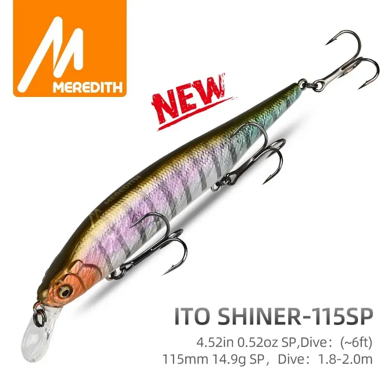 MEREDITH ITO SHINER-115SP Tungsten Weight System Top Angelköder Minnow Wobbler Hochwertige Angelhaken zum Angeln