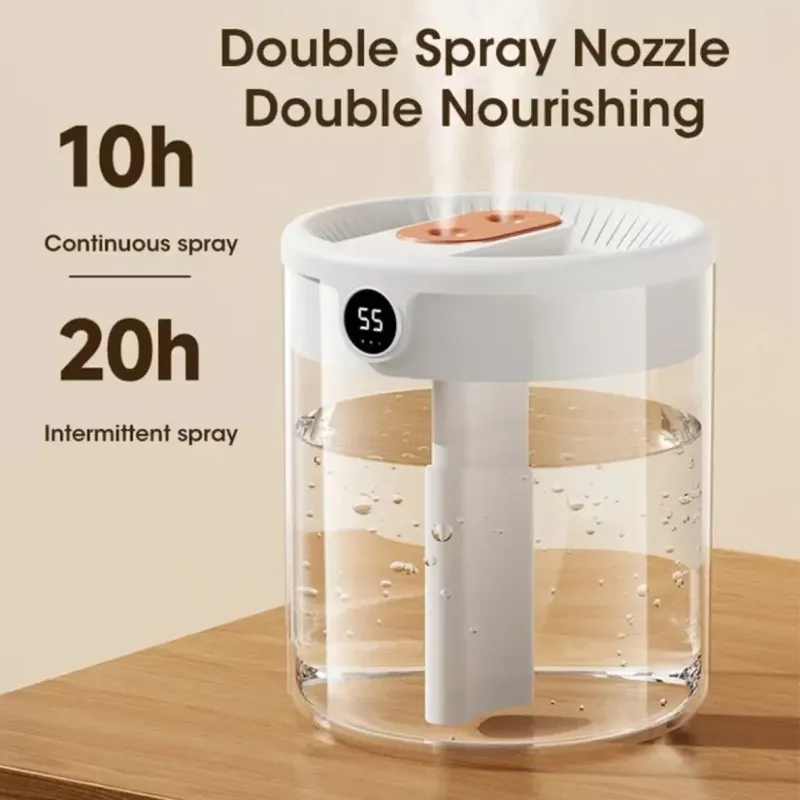 Neue 2L Doppel Spray Luftbefeuchter Zerstäuber Usb Große Kapazität Hause Stumm Schlafzimmer Büro Nachtlicht Digital Display Luftbefeuchter