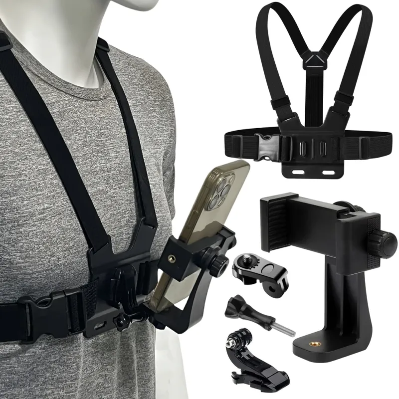 Telefon-Brustgurt-Halterungsgürtel für iPhone 14, Handy-Smartphone für GoPro Hero 13, 12, 11, 10, 9, DJI Action-Kamera, Live-Aufnahme