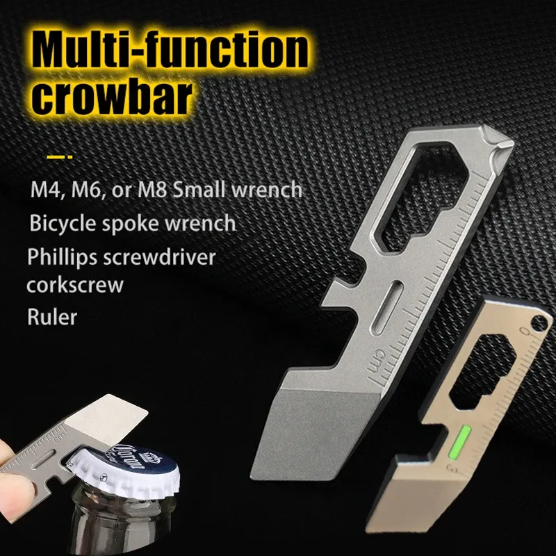 Mini-Titan legierung Brechstange Lineal Schlüssel bund Anhänger Multifunktion schrauben dreher m4/6/8 externer Sechs kant schlüssel Flaschen öffner edc Werkzeug