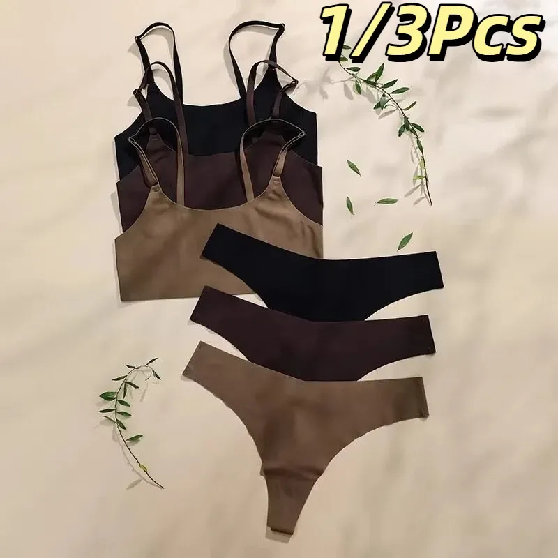 Heißer Verkauf Hohe Qualität Neueste Design Uns Größe Stilvolle Feste Eis Seide Nahtlose Drahtlose Bhs Und Frauen Unterwäsche Set