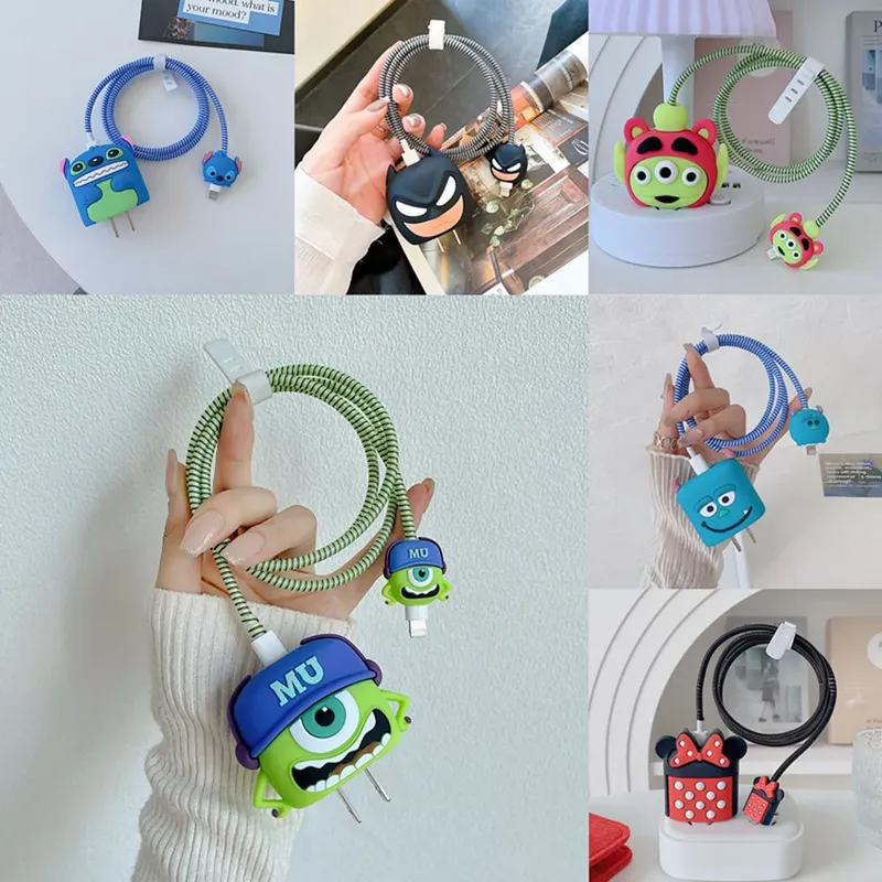 4 Stück Set Kabels chutz für iPhone / iPad 18w/20w Ladegerät Schutz Fall 3D Cartoon Kabel Management Telefon Kabel Kabel Veranstalter