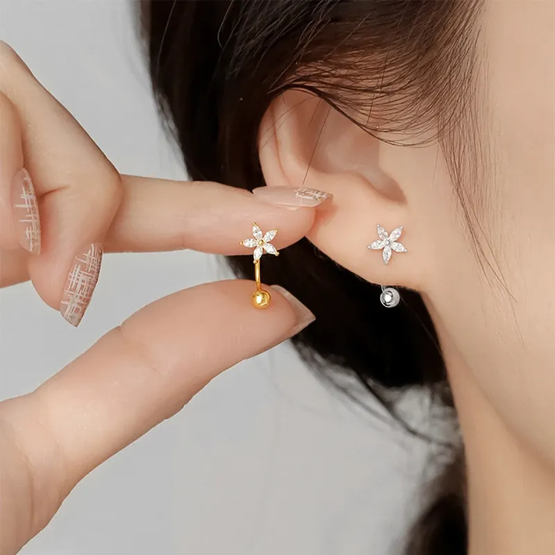 1 Paar exquisite Edelstahl Minimal Kristall Blume Ohrstecker Ohrring koreanische Helix Ohrstecker Tragus Knorpel Piercing Schmuck
