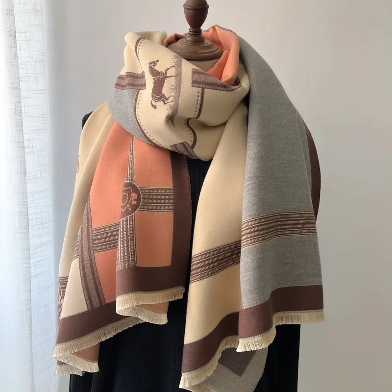 NEUE Luxus Winter Dicke Warme Schal Frauen Kaschmir Schal und Wraps Pashmina Halstuch Bufanda Weibliche Lange Tessel Echarpe 2024