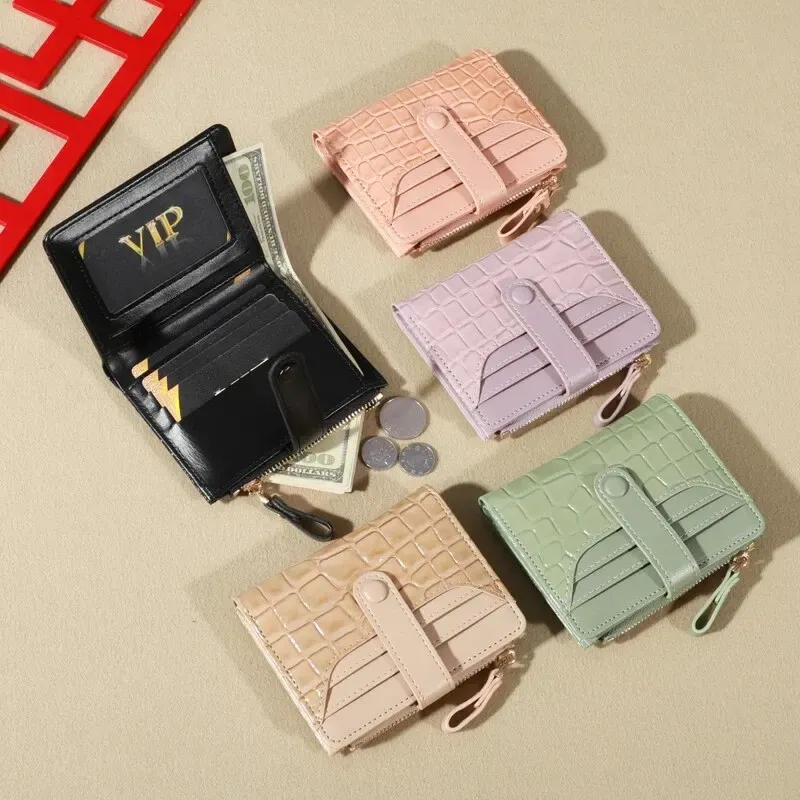 Mini-Clutch-Geldbörse mit Krokodilmuster, kurzes Kreditkartenetui, Kartenetui und Münzgeldbörse für Damen