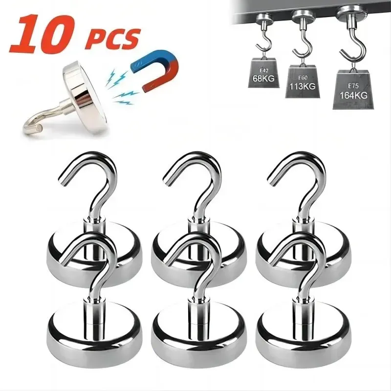 10PCS Starke Magnet Haken Mehrzweck Lagerung Haken Home Küche Bar Lagerung Haken Schlüssel Lagerung Haken Badezimmer Kleiderbügel