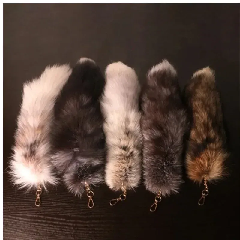 Neue Modische Wolfschwanz-Fell-Schlüsselanhänger Unisex Anhänger Auto-Schlüsselring Schlüsselketten Charm Taschen-Accessoires Geschenke