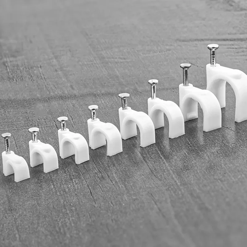 100PCS 4/5/6/7/8/9/10/12mm Kreis Nagel Clip Draht Management Klemme Weiß Befestigung Runde Stahl Nagel Wand Hängen Kabel Clips