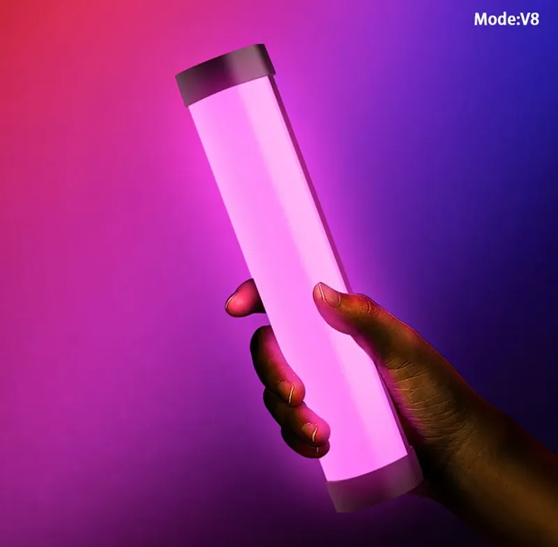 LUXCEO V8 Tragbare RGB-Videoleuchte, Gamer-Lampe, 2000 mAh, Foto- und Videoaufnahmen, Selfie-Beleuchtung, Fülllichter für Vlog/YouTube