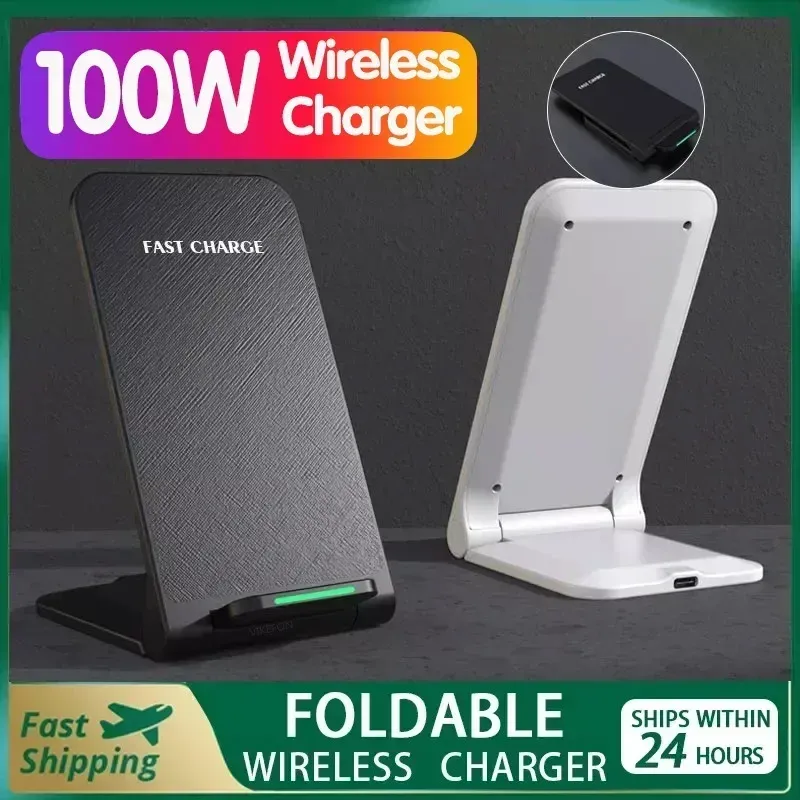 100 W kabellose Ladestation für iPhone 15 14 13 12 11 Pro Max 11 Telefonständer Schnellladegerät für Samsung Xiaomi faltbar