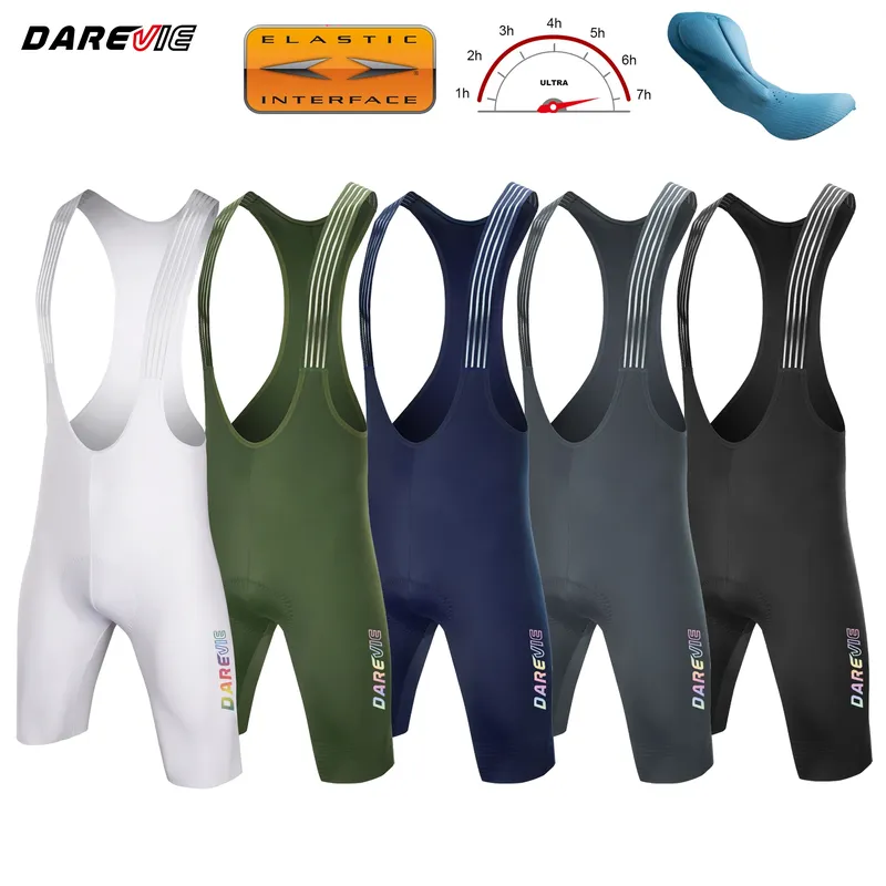 DAREVIE Radfahren Trägerhose Nahtlos 4.0 Italien ELASTIC-INTERFACE Pad Radhose Diamond Leg Gripper Herren Bretelelle Shorts
