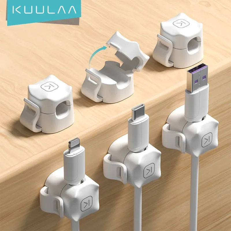 KUULAA 3/6 Stück Kabelklemmen, Kabelhalter, selbstklebender Drahthalter, Kabel-Organizer für das Heimbüro unter dem Schreibtisch