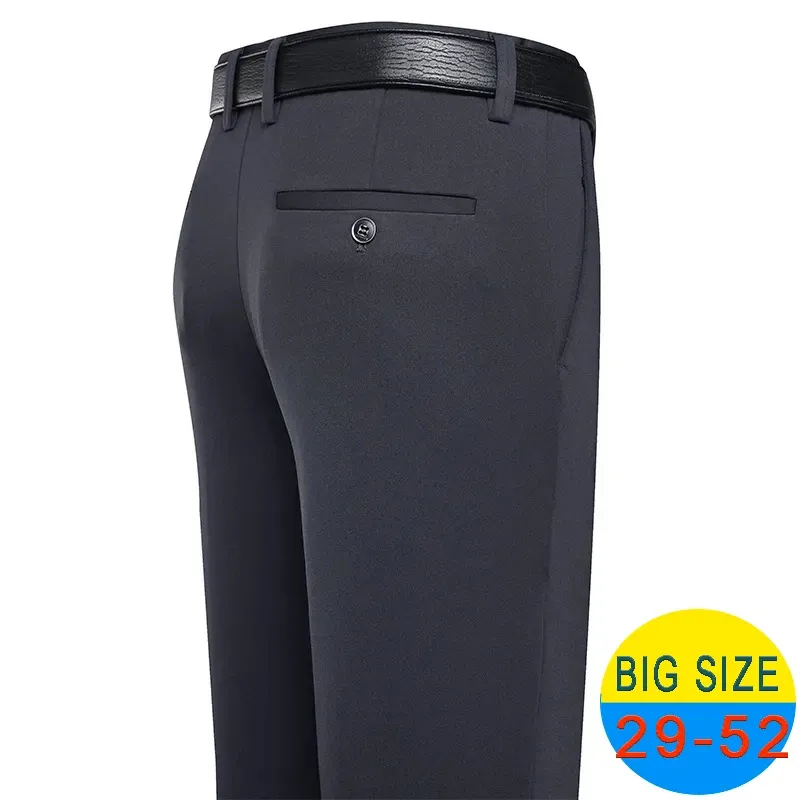Frühlings- und Sommer-Freizeithose für Herren, dehnbare Anzughose, formelle Business-Hose, Übergröße 46, 48, klassische marineblaue Hose