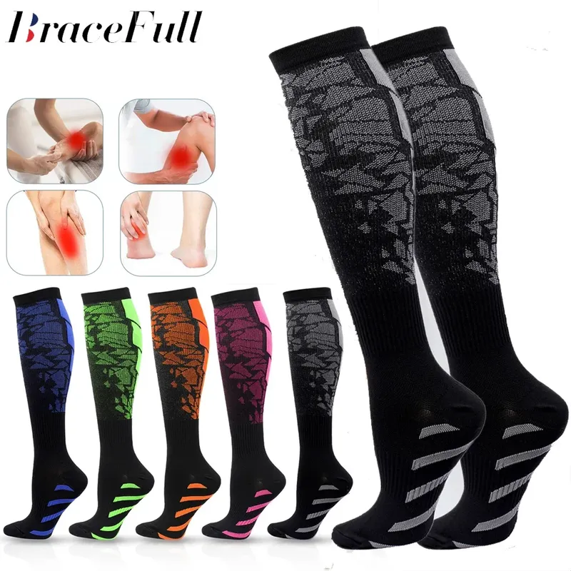 1 paar Neue Kompression Socken 20-30mmhg Hohe Strümpfe Männer Frauen Sport Socken Für Marathon Radfahren Fußball Krampfadern