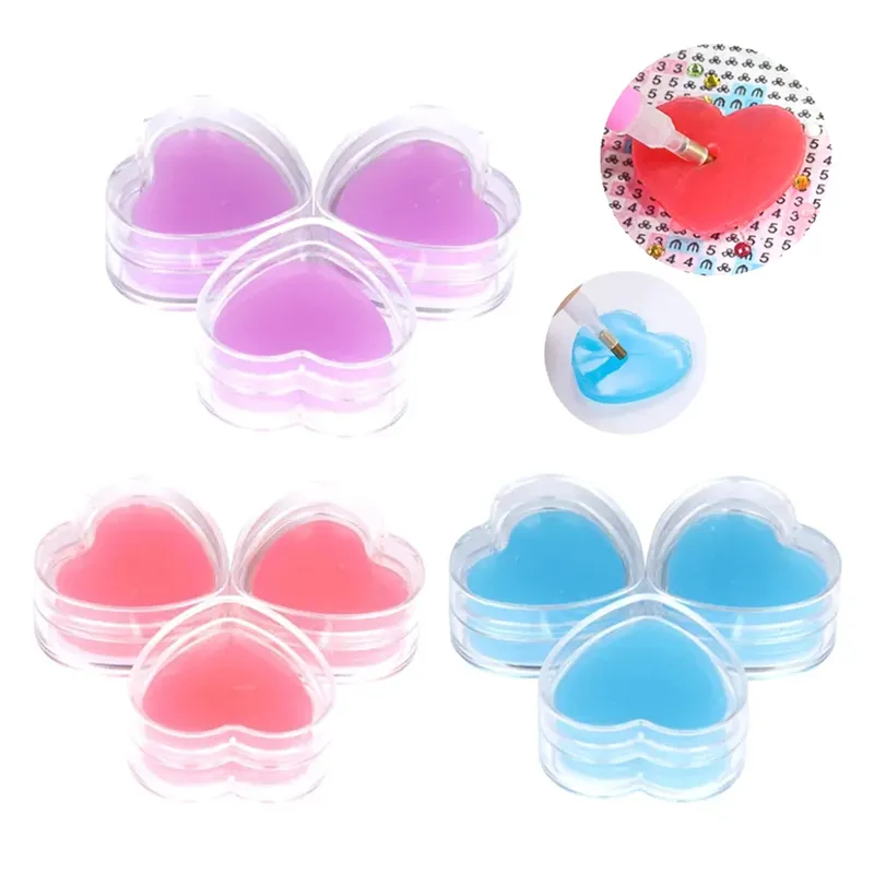 3/6 stücke Herz-Form Diamant Malerei Kleber Ton Diamant Stickerei Punkt Bohrer Stift Kleben Nail art Bohrer Schlamm zubehör