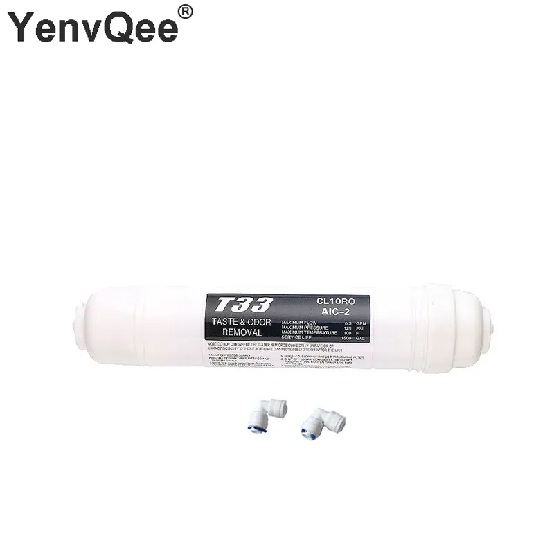 Schnell anschluss 10 Zoll T33 Filter 2 stücke passend Wasser reiniger Inline Kokosnuss Kohlenstoff Post Wasserfilter Patrone Umkehrosmose