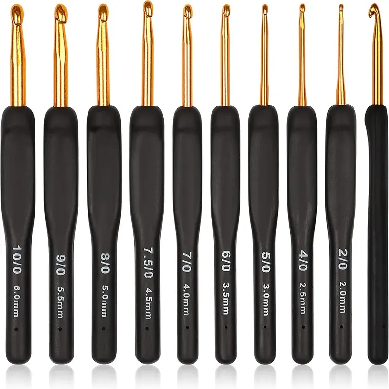 8 Stück schwarze Häkeln adeln für arthritis che Hände, ergonomische Häkeln adel weiche Häkeln adel, 2,5-6,0mm Häkelset für Anfänger