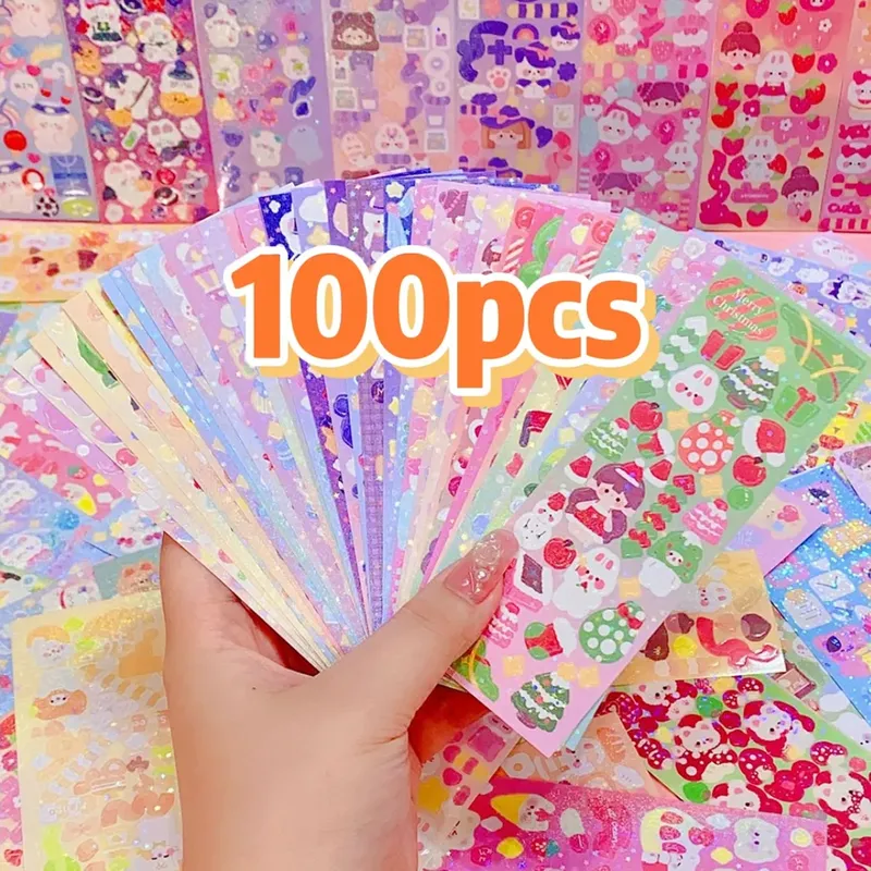 Kawaii-Aufkleber für Kinder, niedlich, stationär, ästhetisch, Tagebuch, Dekoration, Kunstbedarf, Aufkleber für Scrapbooking, viele koreanische Papiertisch