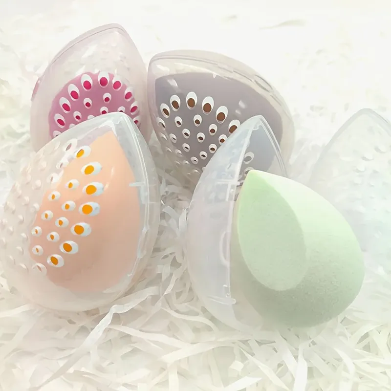 1-3 teil/los Make-up Puder quaste leere eiförmige Rahmen transparente Puff Make-up Organizer Halter Schönheit Kosmetik Schwamm Aufbewahrung sbox