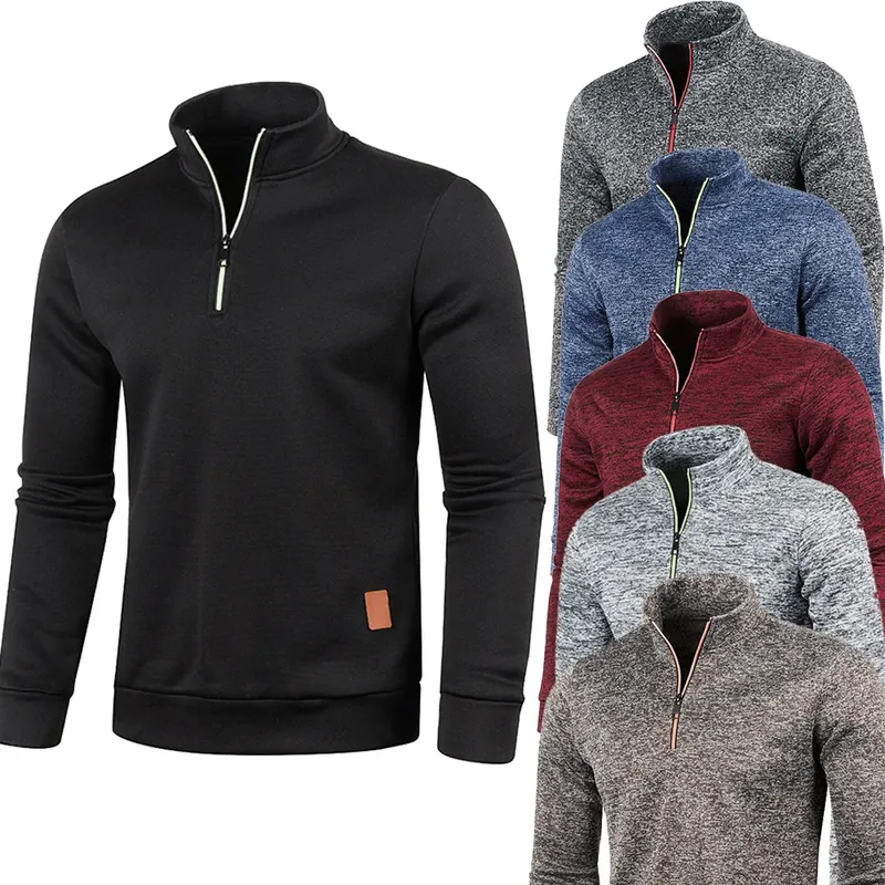 Männer Kragen Halb zipper Sweatshirts Frühling Herbst Casual Pullover für Männliche Schweiß Outdoor Rollkragen Mäntel Solide Sport Kleidung