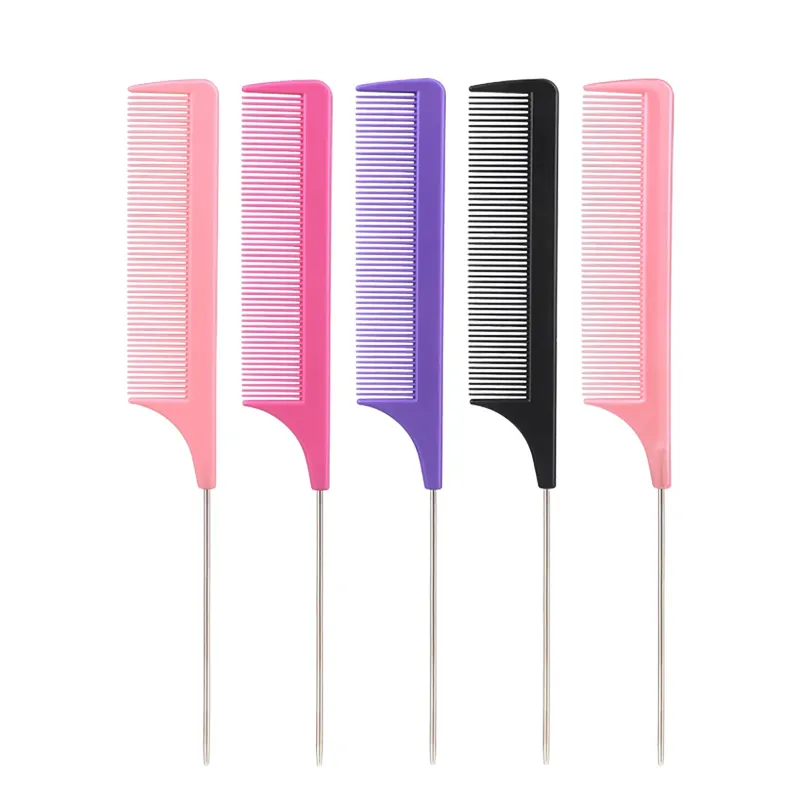 1 Stück professioneller spitzer Schwanzkamm Salon Haarstyling Edelstahl antistatischer Färben Haarkamm Speziell für Echthaarperücken
