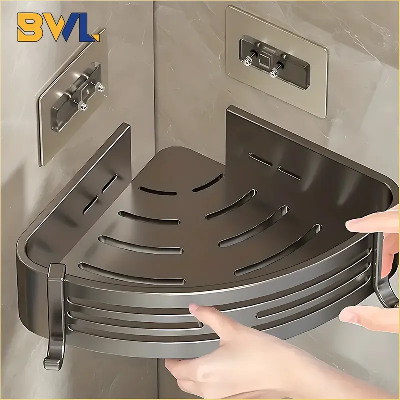 Badezimmerregale aus Aluminiumlegierung, stanzfreies, verdicktes Stativ, Wand-Eckregal, Badezimmerzubehör, Dusch-Organizer