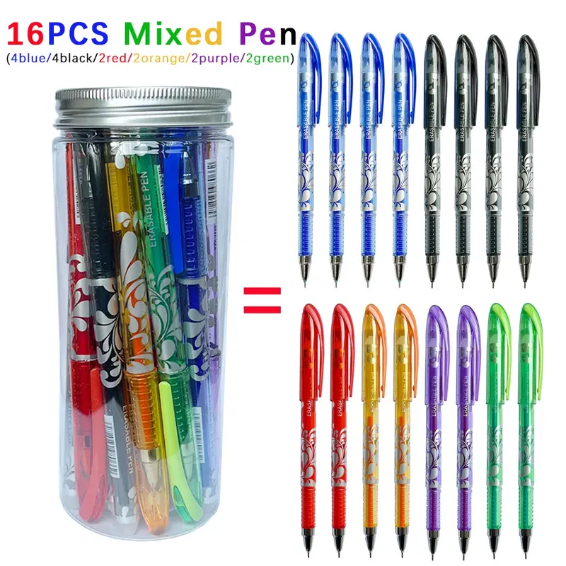 16 stücke Magie Löschbaren Gel Stifte Kreativität Flasche Löschbaren Student Neutral Stifte 0,5mm 6 Farben Student Büro Schule Schreibwaren