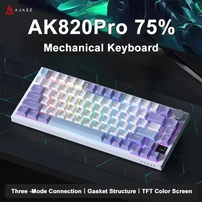 AJAZZ AK820 / AK820Pro mechanische Gaming-Tastatur 75 % 82 Tasten, kabelgebunden, Singlemode/Bluetooth, kabellose Gamer-Tastatur für Laptop-PC