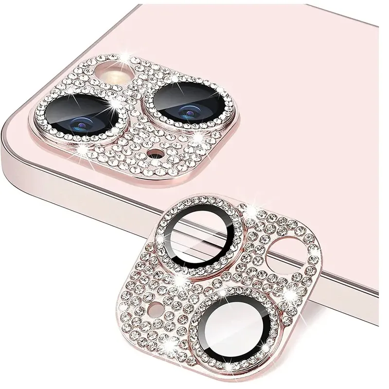 Glitzer-Diamant-Kameraobjektiv-Schutzhülle für iPhone 15 14 11 12 16 13 Pro Max Plus 12 13 Mini-Schutz-Telefonzubehör