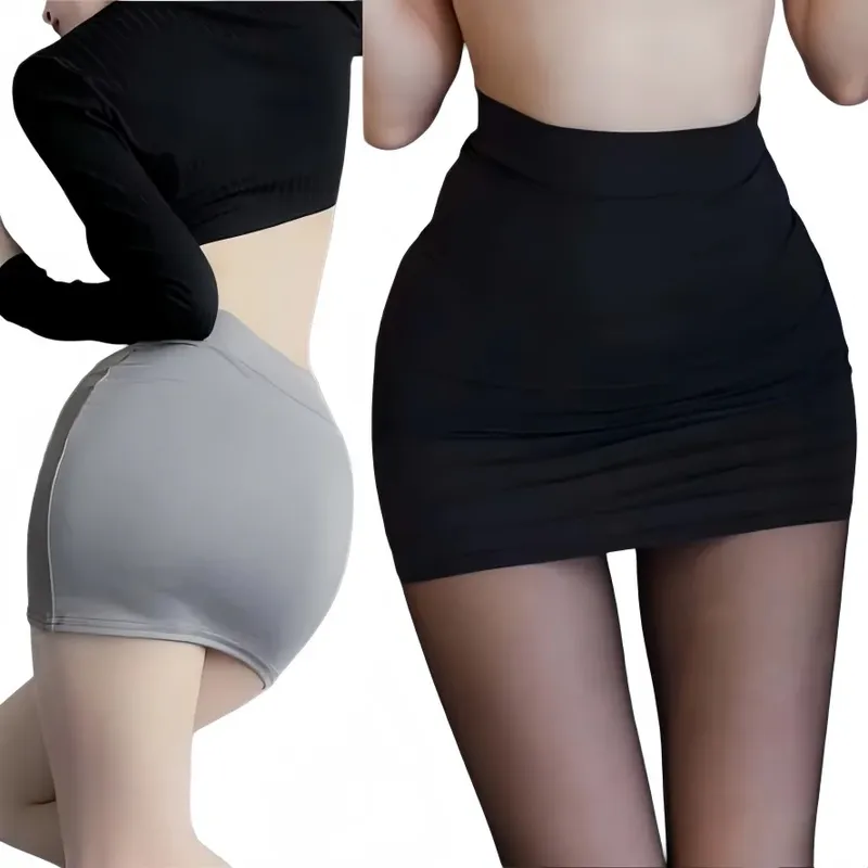 2026 Neuer Hochgeschnittener Dünner Seiden-Minirock Nachtclub-Outfit Hüftumschmeichelnder Sexy Lässiger Kurzer Rock in Schwarz und Weiß für Damen Sommer