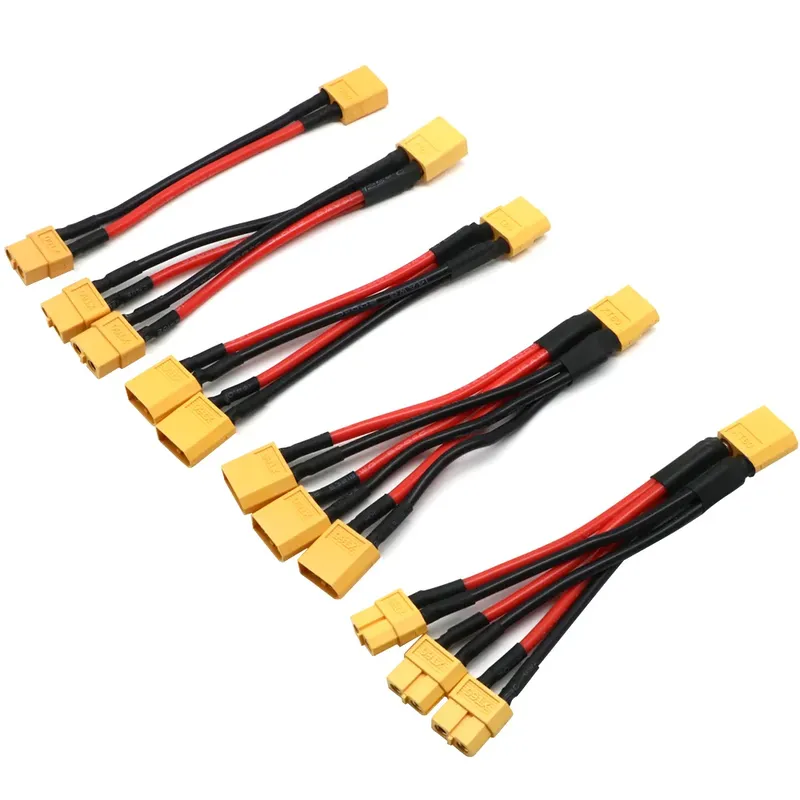 XT60 Paralleler Batterieanschluss Stecker/Buchse Kabel Dual Extension Y Splitter/ 3-Wege 14AWG Silikondraht für RC Batteriemotor