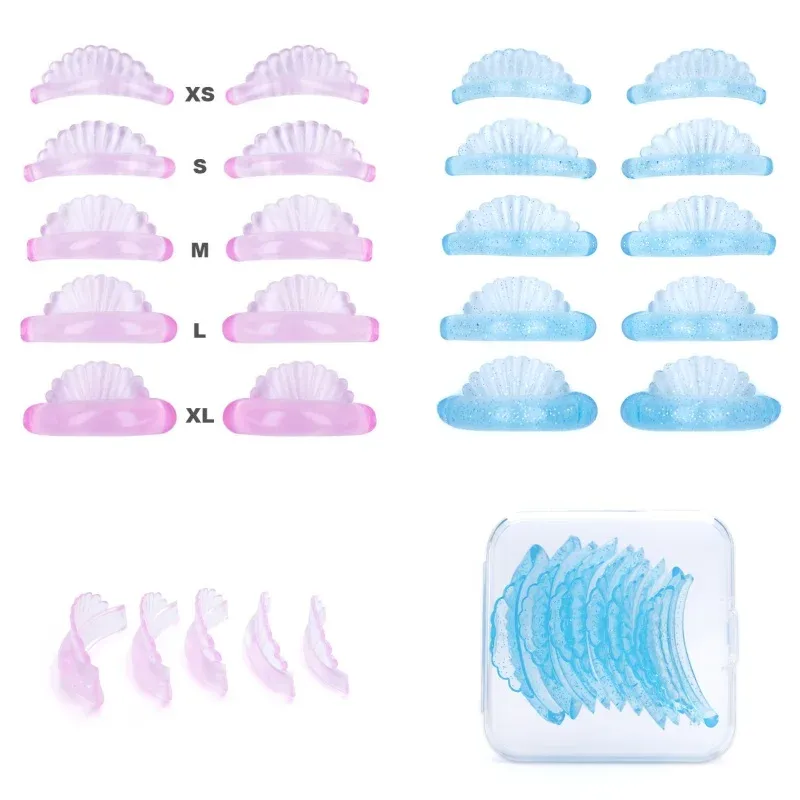 5Pairs Blau/Rosa Lash Lift Silikon Pads Wimpern Dauerwelle 3D Curler Eye Patches Applikator Werkzeuge Wimpern Verlängerung Zubehör